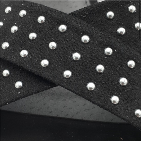 Steve Madden Rosa Studded Black Platform Suede Sandal Heel - Picture 3 of 7